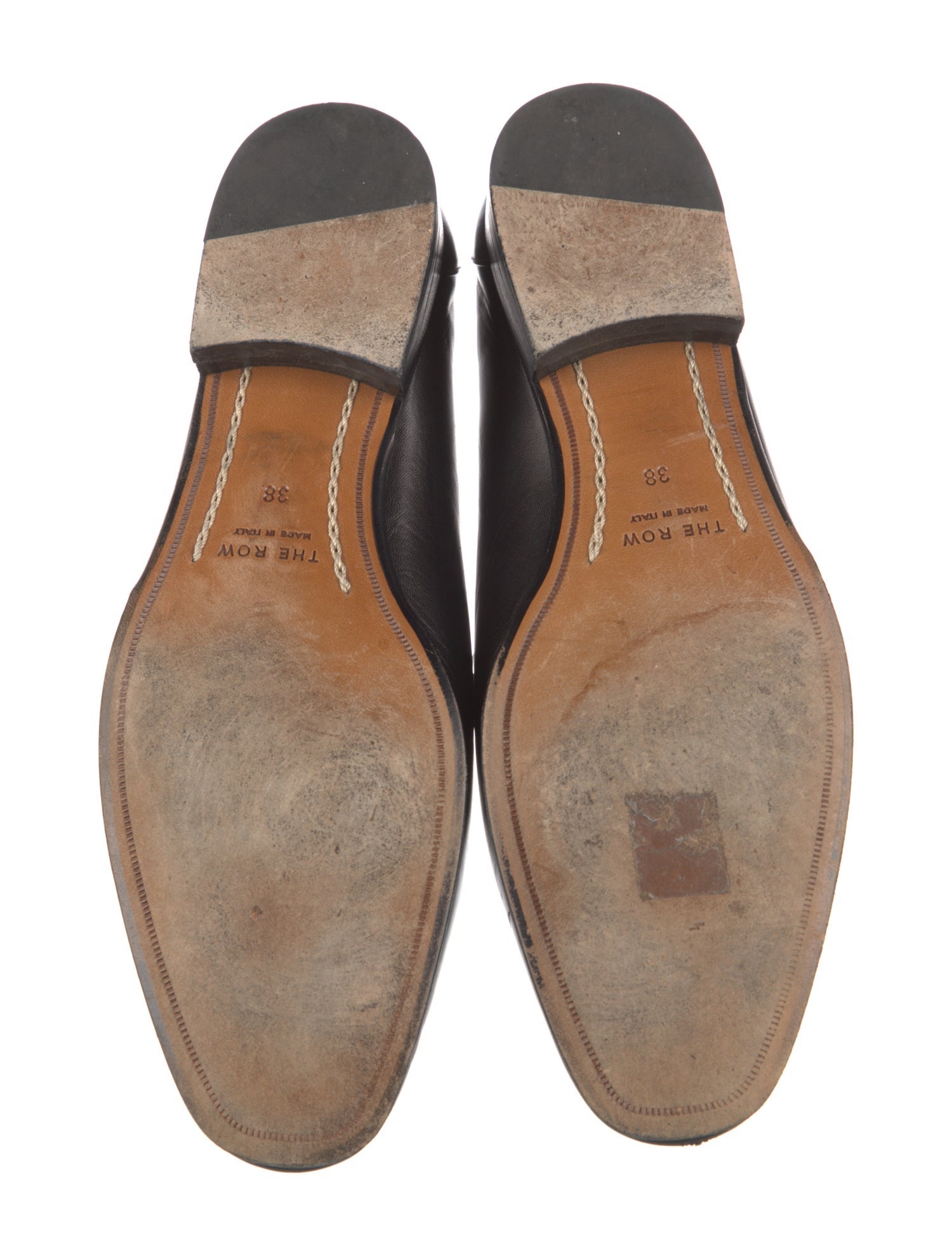 The Row Leather Pleated Accents Loafers